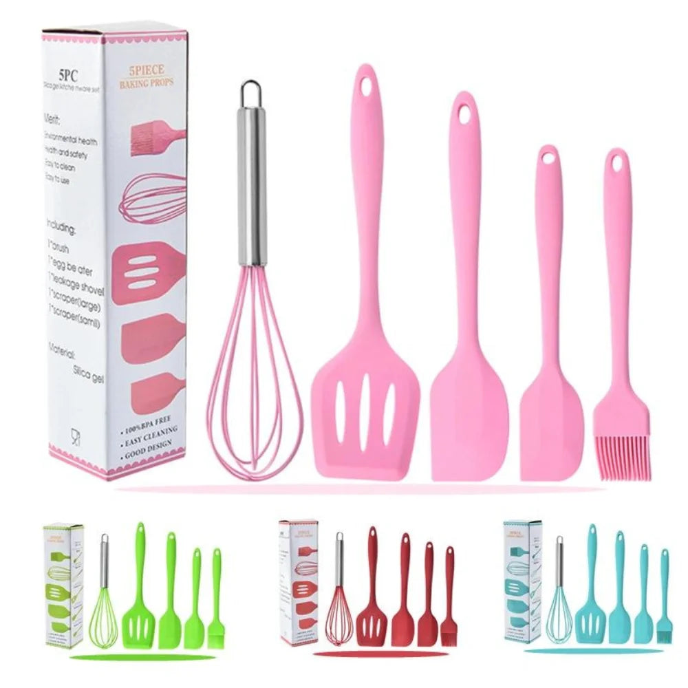 Kit de Utensílios Para Cozinha 5 Peças de Silicone Antiaderente